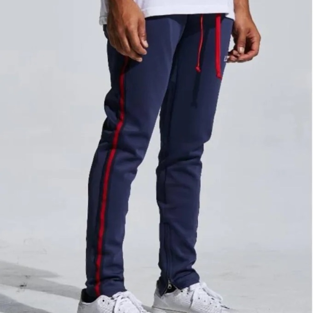 NWT/NIP Karter Collection Karter Men's Porush Track Pants SIZE: XL Navy/ Red